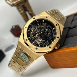 Moon Phase Skeleton Mechanical Watch Men Auto Waterproof