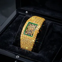 Yellow Moissanite Diamond Charm Elegant Jewelry Watch